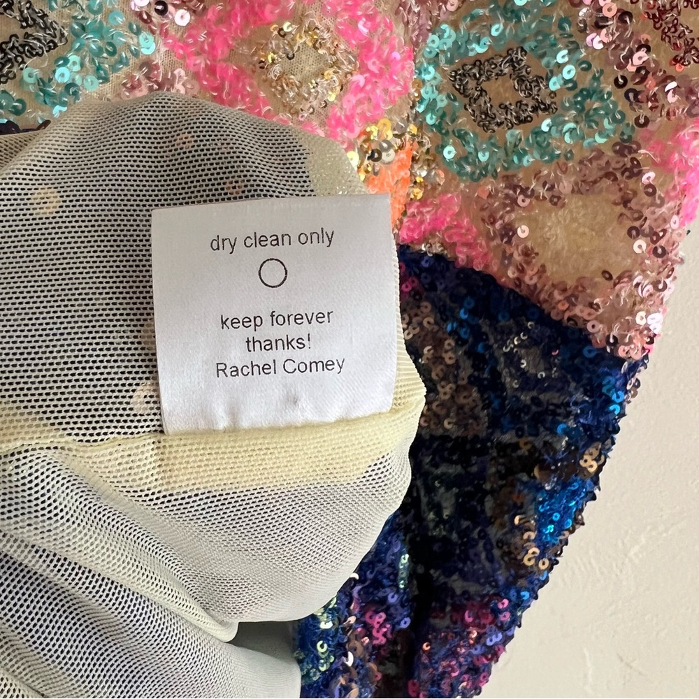 Rachel Comey Carissa Dress Colorful Sequin Mini V Neck Shift Party 2 - Picture 11 of 12